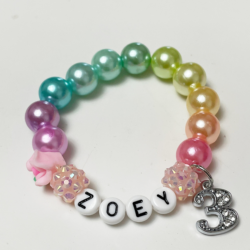 Personalized Kids Lovely Birthday Bead Bracelet With Name | CWBeach233