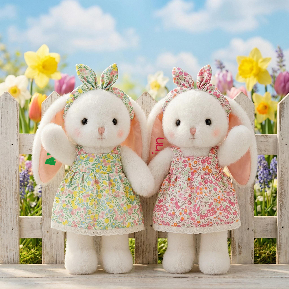 Personalized Floral Bunny Plush Huggable Toy | CWToy184