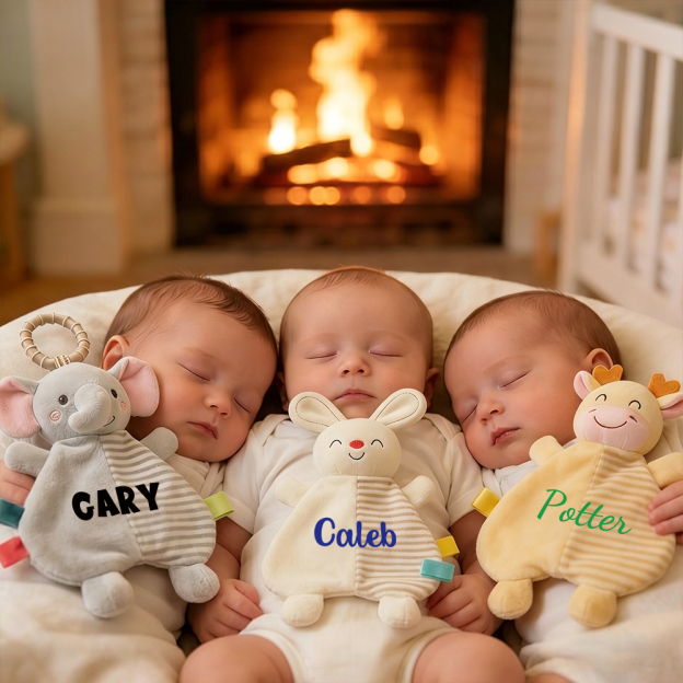 Personalized Baby Animal Bed Hanging Stripe Cuddle Toy | CWToy187