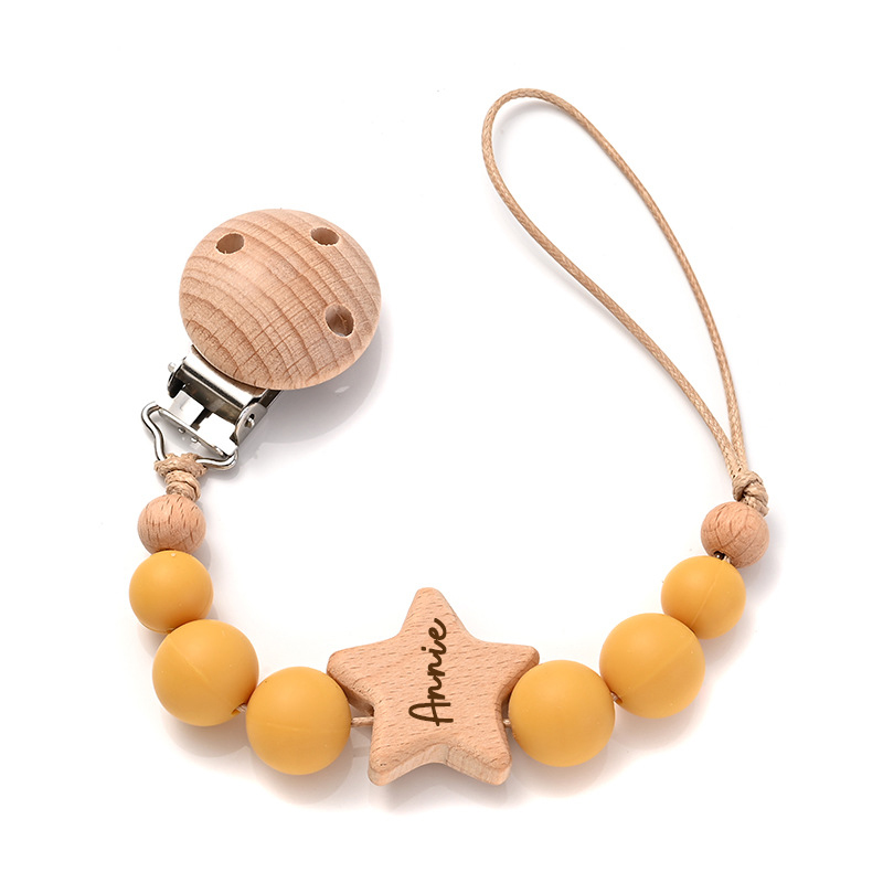 Personalized Baby Pacifier Star Color Bead Clip | CWBaby64