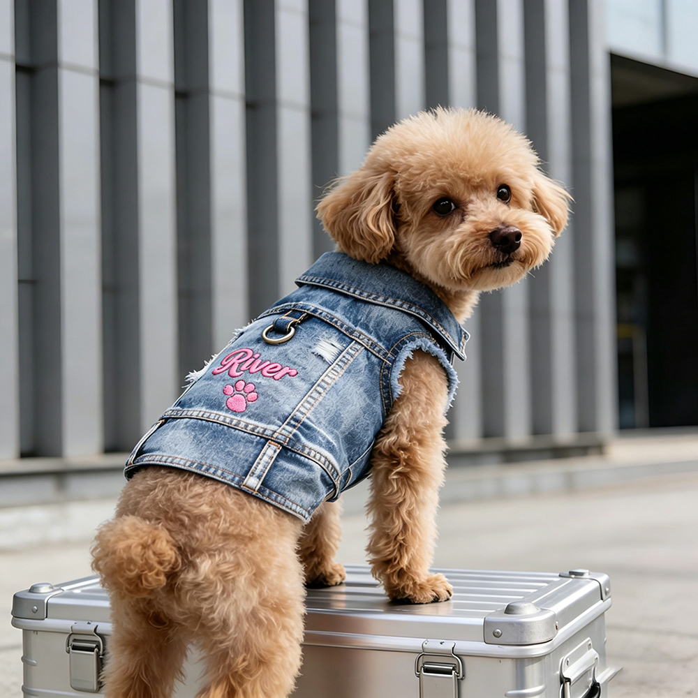 Personalized Embroidered Pet Denim Jacket | BKPet464