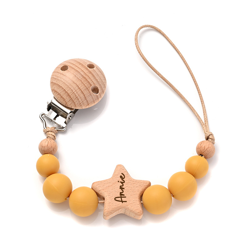 Personalized Baby Pacifier Star Color Bead Clip | CWBaby64