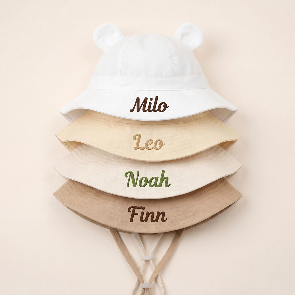 Personalized Embroidery Baby Sun Hat with Bear Ears | CWBeach236