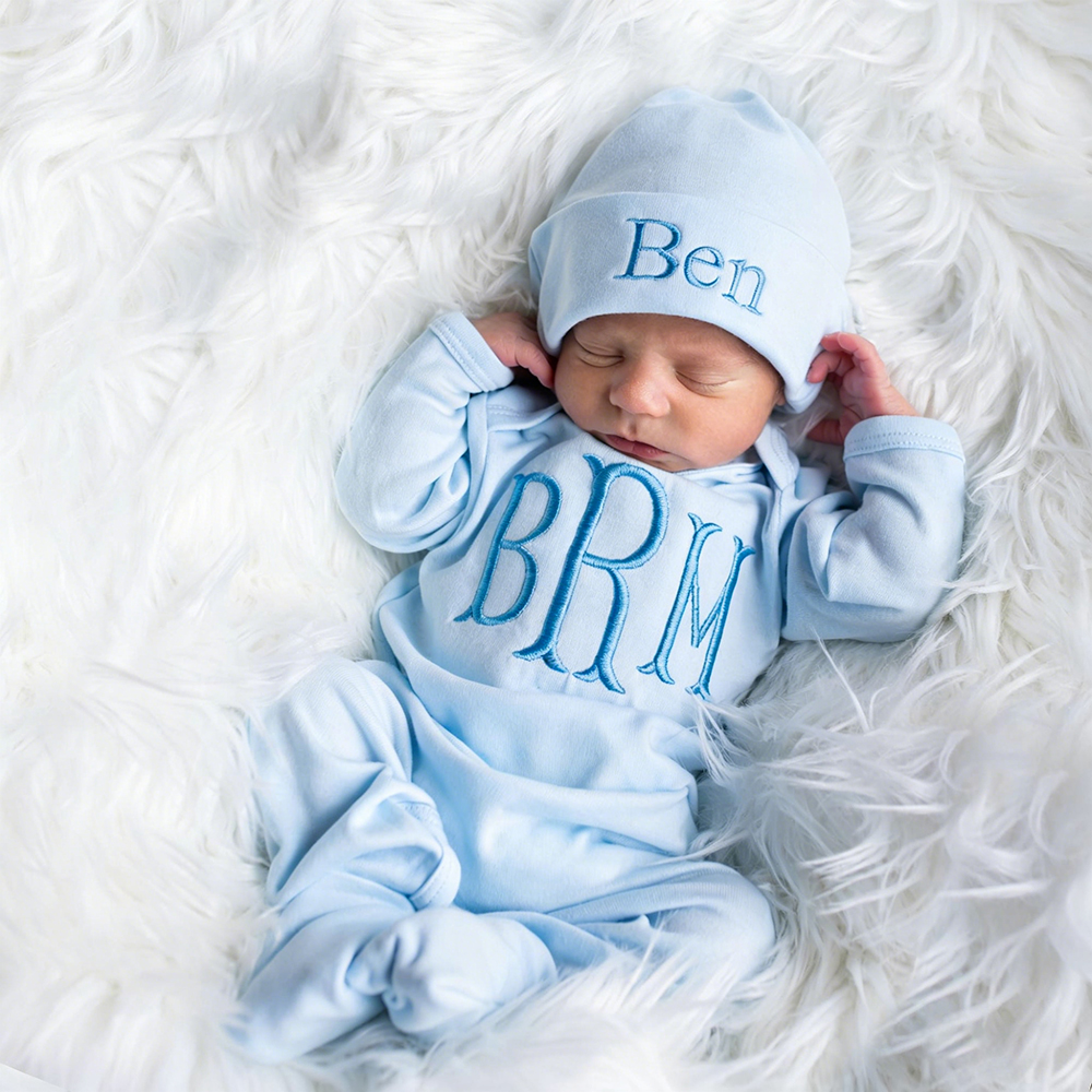 Personalized Embroidery Baby Coming Home Romper and Hat Set | CWBaby487