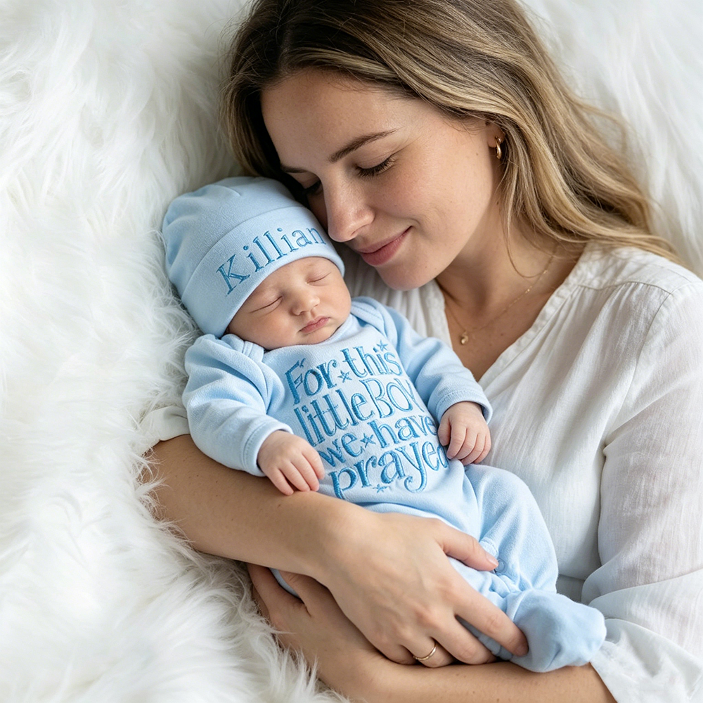 Personalized Embroidery Baby Boy Coming Home Outfit | CWBaby496