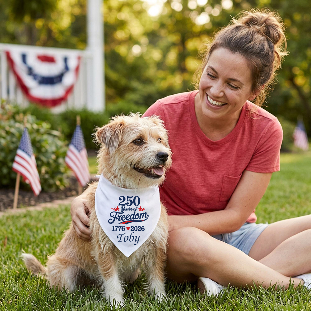 Personalized 250th Anniversary Independence Day Dog Bandana | BKPet508