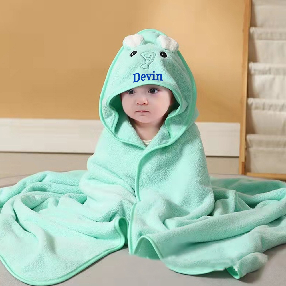 Personalized Embroidered Baby Animal Hooded Towel  | CWBaby502