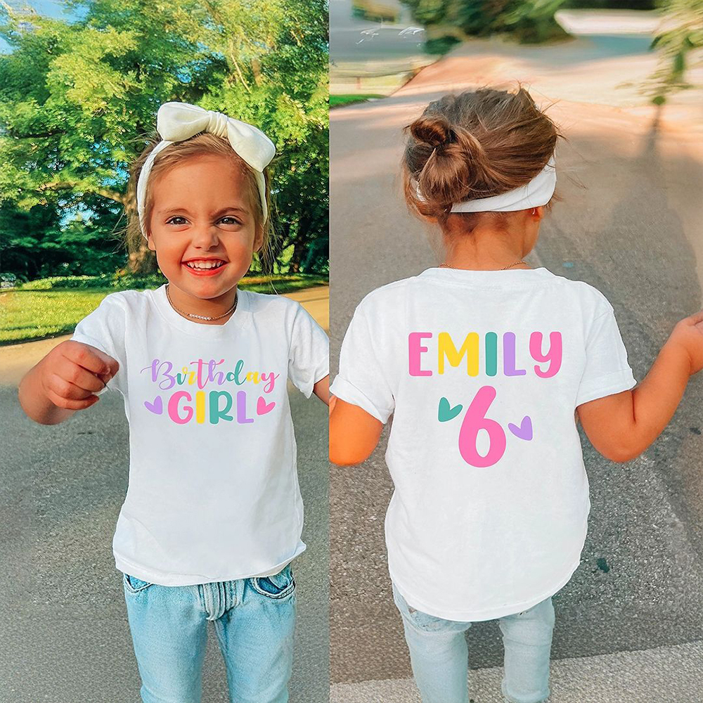 Personalized Colourful Birthday Girl Birthday T-Shirt | inBirth16