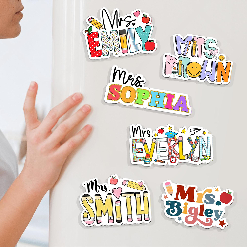 Personalized Illustrated Teacher Name Fridge Magnet | CWGift69