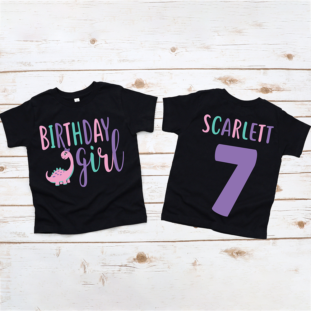 Personalized Cute Dinosaur Girl Birthday T-Shirt | inBirth17