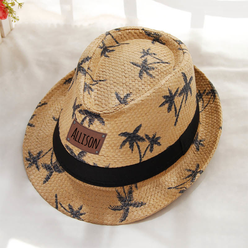 Personalized Summer Leather Patch Straw Hat for Comfort & Unique | CWBeach105