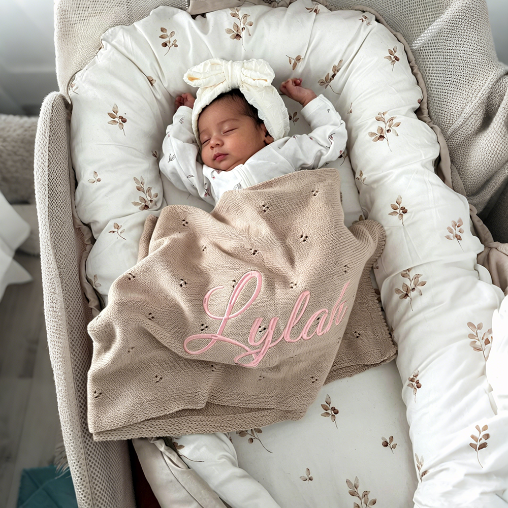 Personalized Embroidered Soft Crochet Baby Blanket | CWBaby505