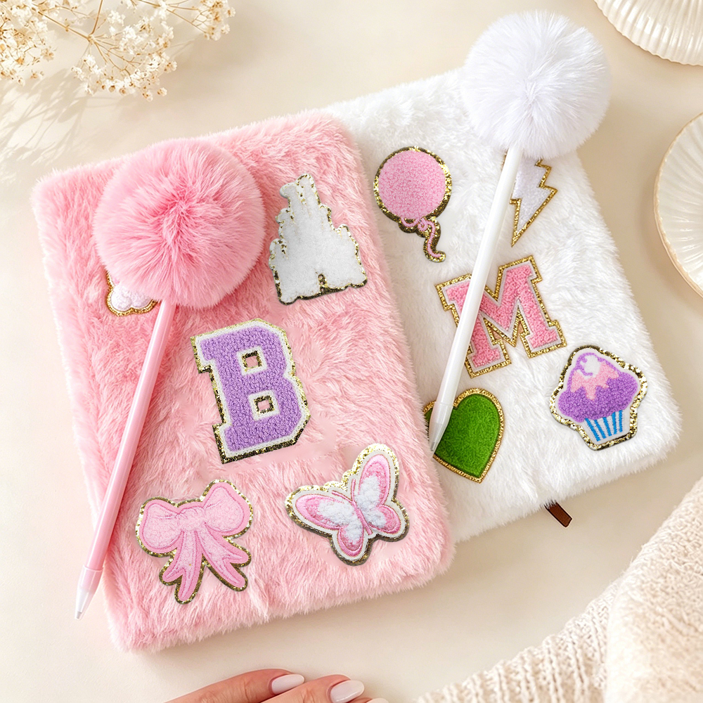 Personalized Hand Embroidery Fluffy Journal with Pom Pom Pen | CWGift75