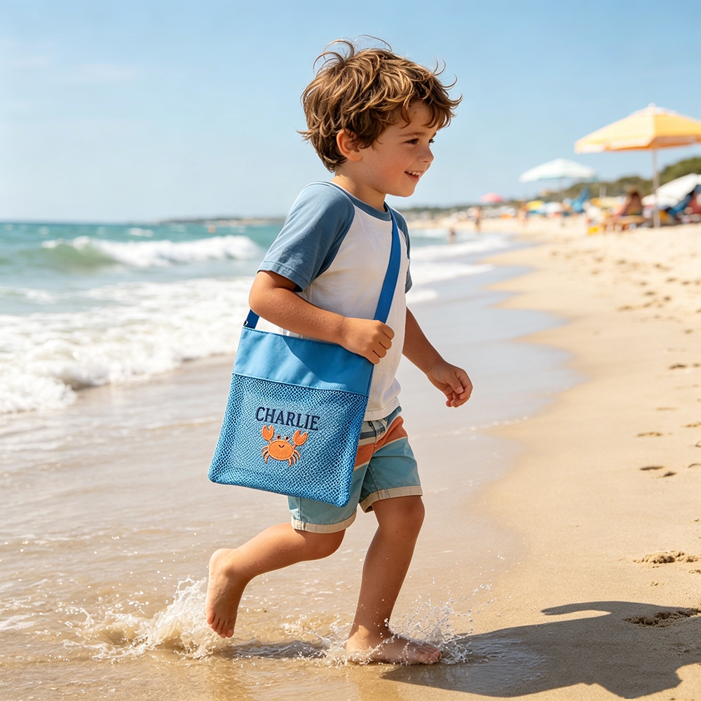Personalized Embroidered Mesh Beach Bag For Kids | CWBeach252