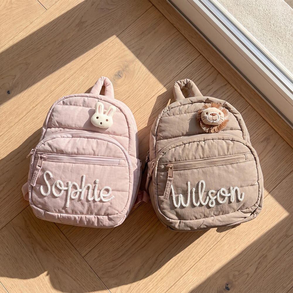 Personalized Hand Embroidery Quilted Baby Backpack | CWPack370