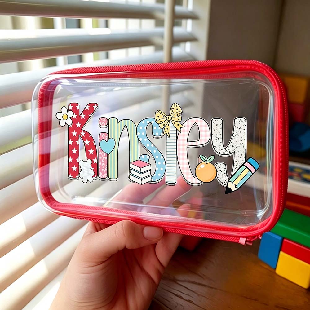 Personalized Kids Cute Doodle Hard Shell Zipper Pencil Box | CWPack375