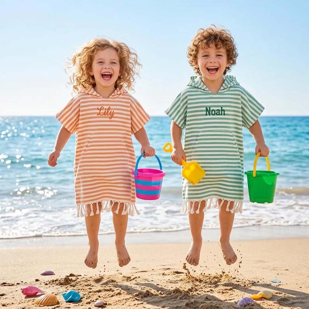 Personalized Embroidered Kids Turkish Beach Poncho | CWBeach262