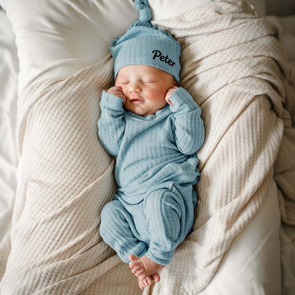 Personalized Embroidered Waffle Knit Baby Coming Home Outfit | CWBaby513