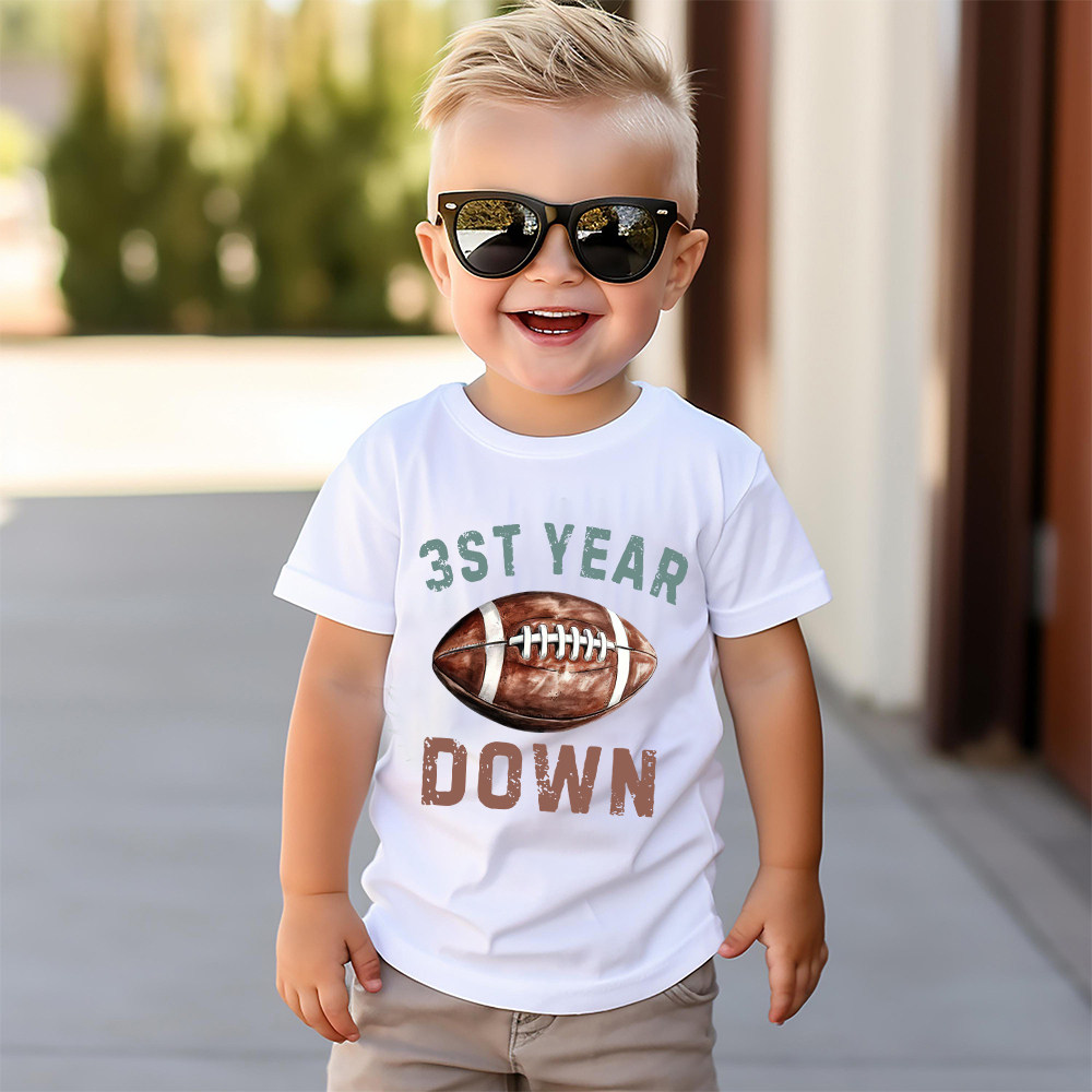 Personalized First Year Down Football Birthday T-Shirt | inBirth20