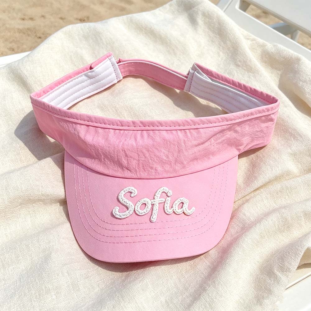 Personalized Hand Embroidery Kids Open-Top Summer Hat | CWBeach260