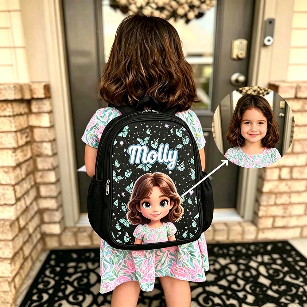 Personalized Cartoon Girl Backpack Set | CWPack386