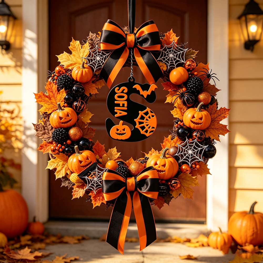 Personalized Halloween Retro Initial Name Tag | CWHalloween79