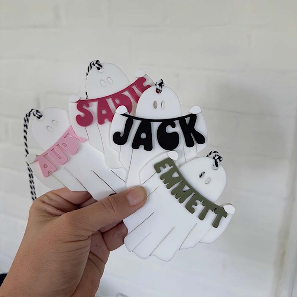 Personalized Halloween Cute Ghost Name Boo Basket Tag | CWHalloween89