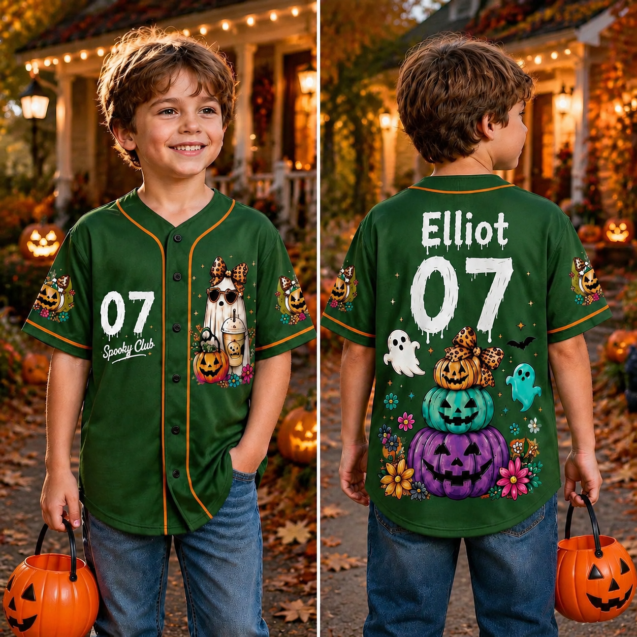 Personalized Halloween Button Up Baseball Jersey For Kid & Adult | CWHalloween91