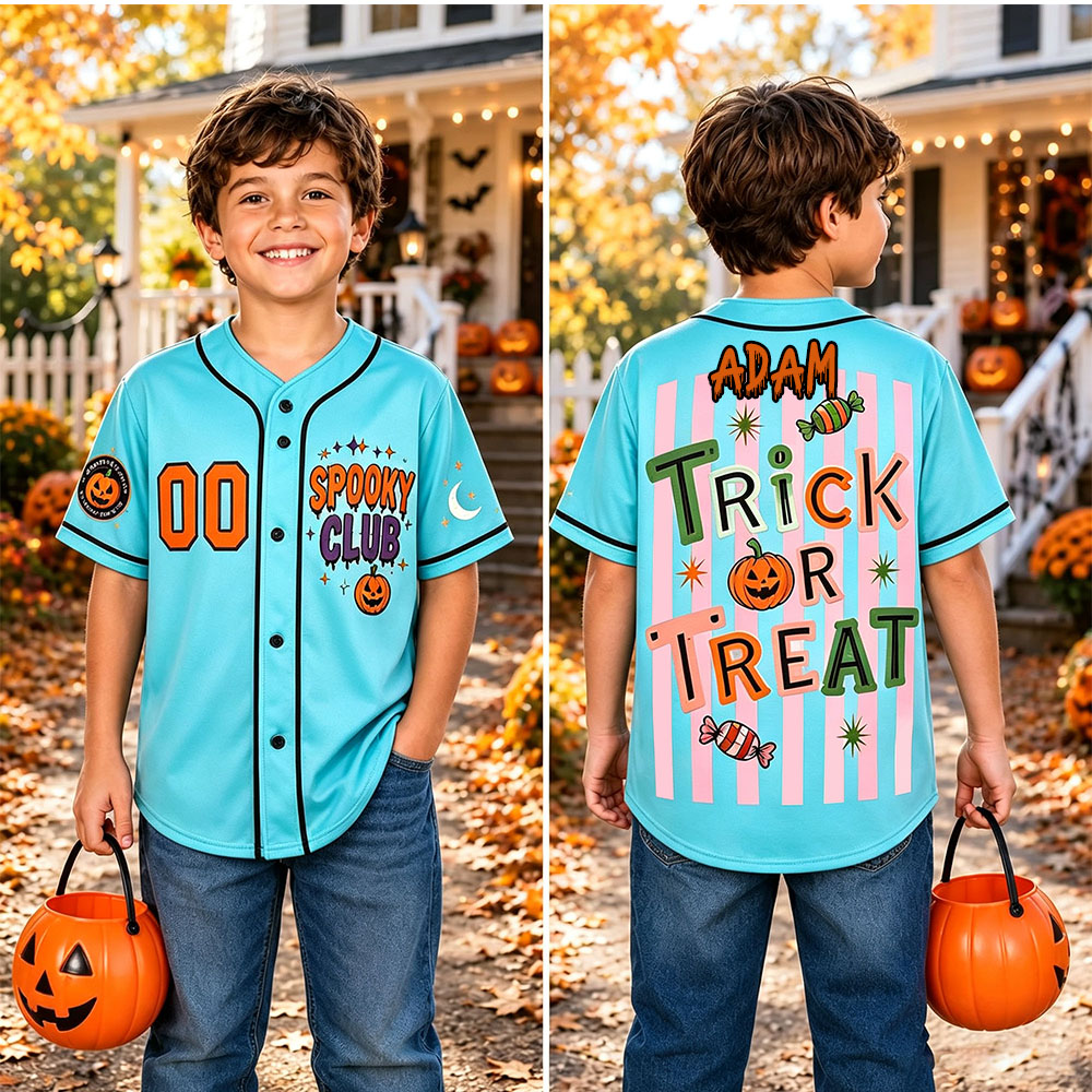 Personalized Halloween Button Up Baseball Jersey For Kid & Adult | CWHalloween94