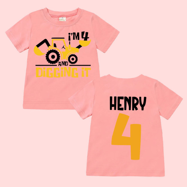 Personalized Digging It Construction Birthday T-Shirt | inBirth22