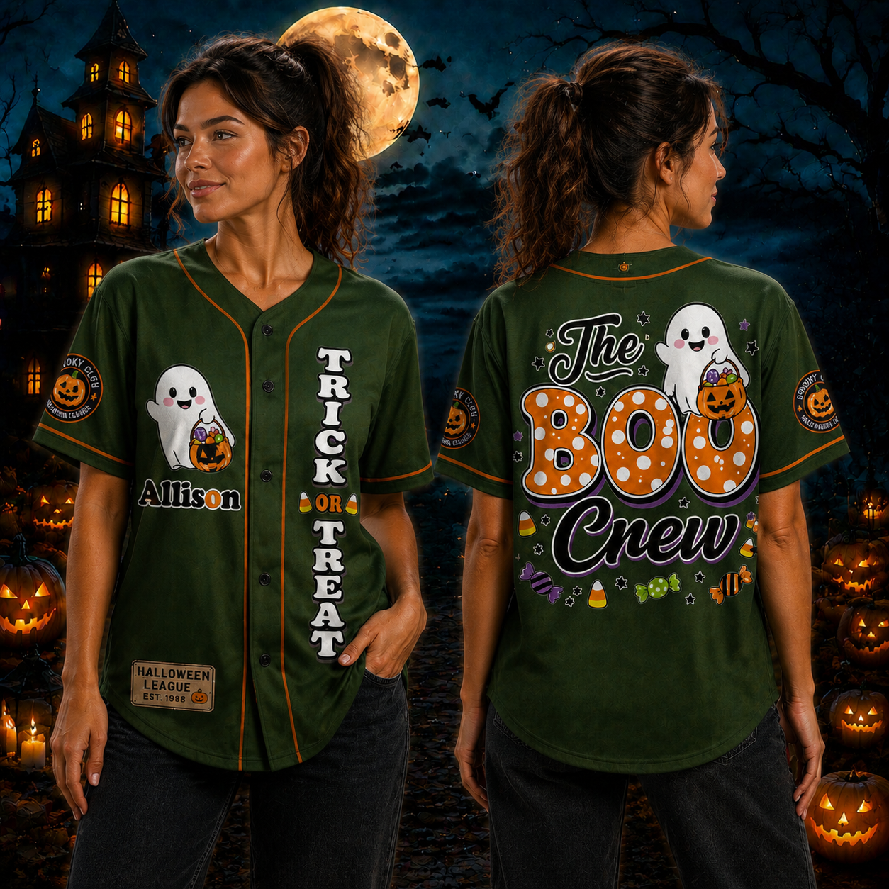 Personalized Halloween Button Up Baseball Jersey For Kid & Adult | CWHalloween110