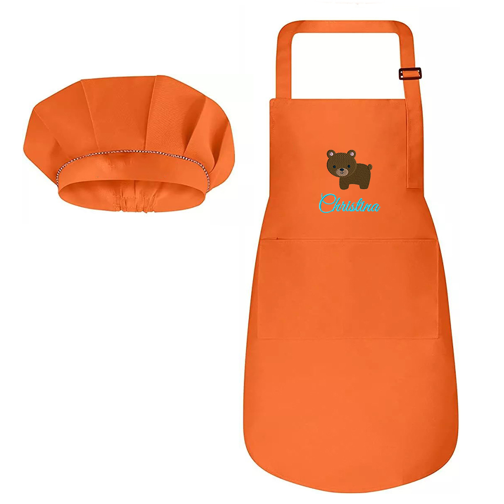 Personalized Embroidery Color Apron and Hat Set for Kid | Apron26