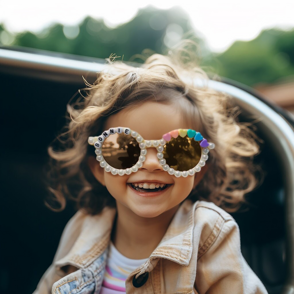 Personalized Name with Pearl & Heart Sunglasses For Kids | CWBeach109