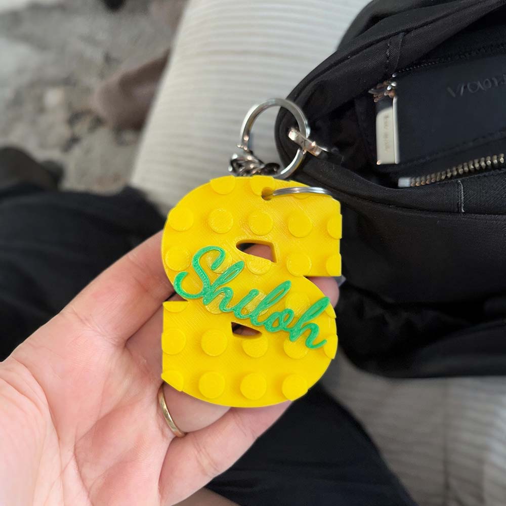 Personalized 3D Printed Brick Style Name Keychain | CWGift93