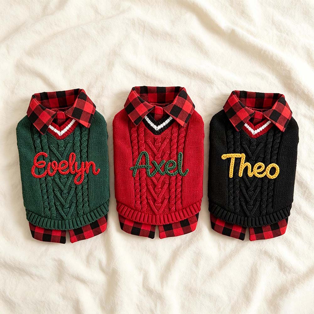 Personalized Hand Embroidered Christmas Pets Polo Shirt | MCGift375