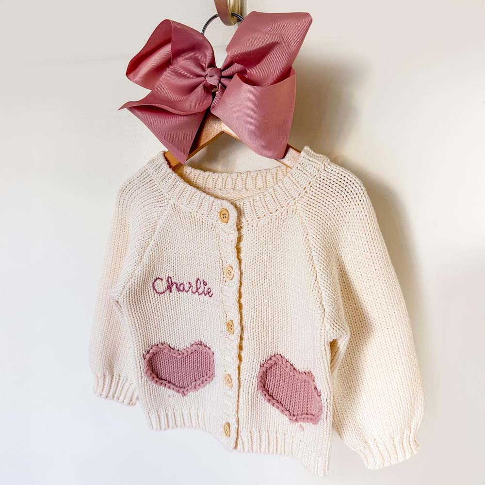 Personalized Embroidered Baby Heart Cardigan | CWBaby521