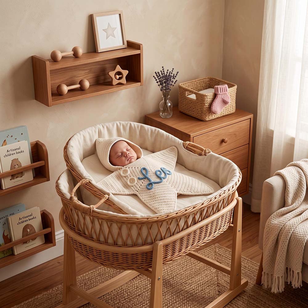 Personalized Hand Embroidered Hooded Crochet Star Baby Outfit | CWBaby524