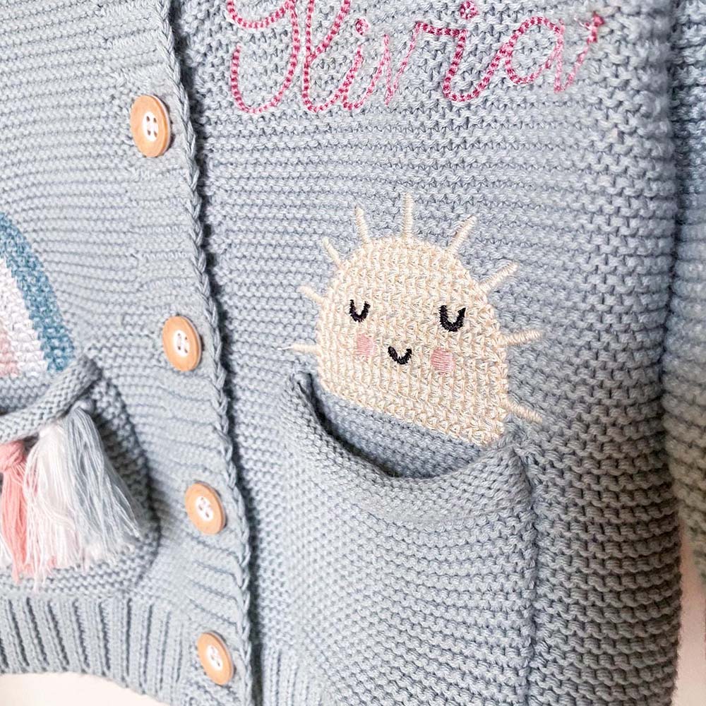 Personalized Embroidered Baby Sunshine Rainbow Cardigan | CWBaby522