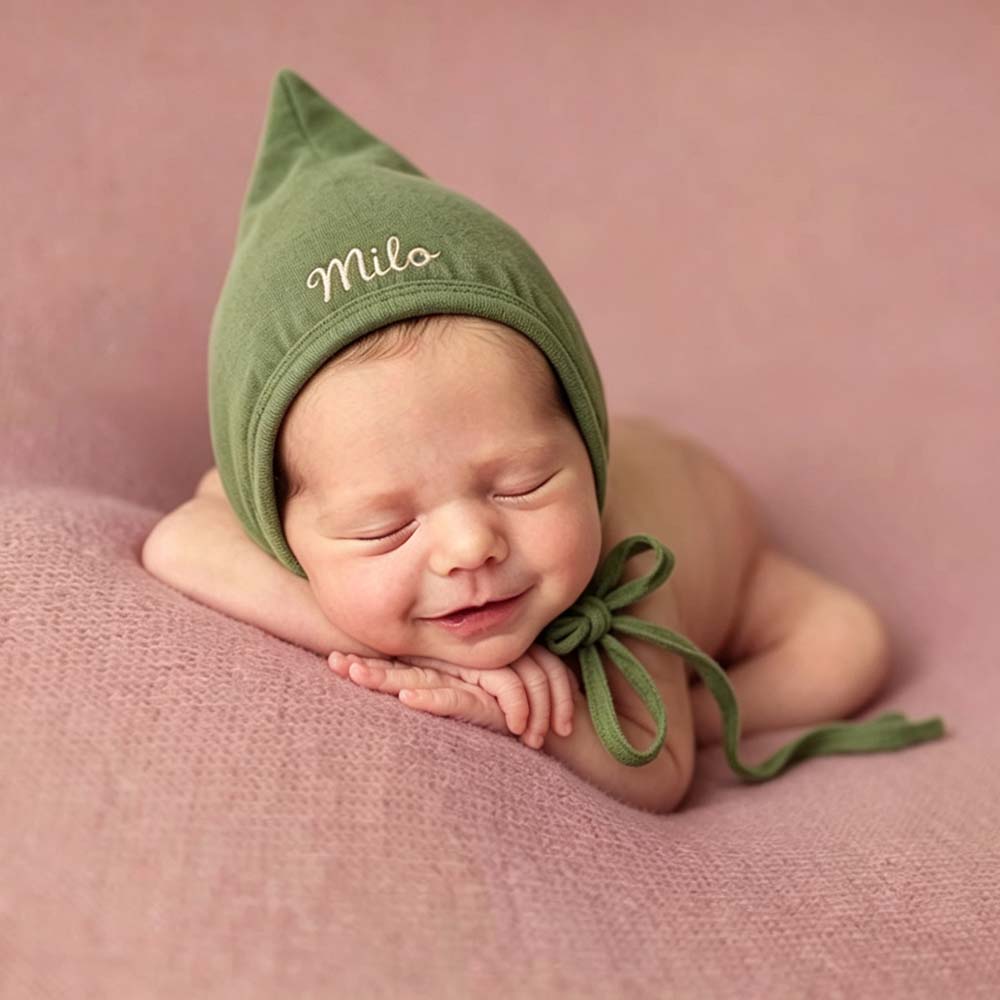 Personalized Embroidered Newborn Coming Home Baby Pixie Bonnet | HSKid88