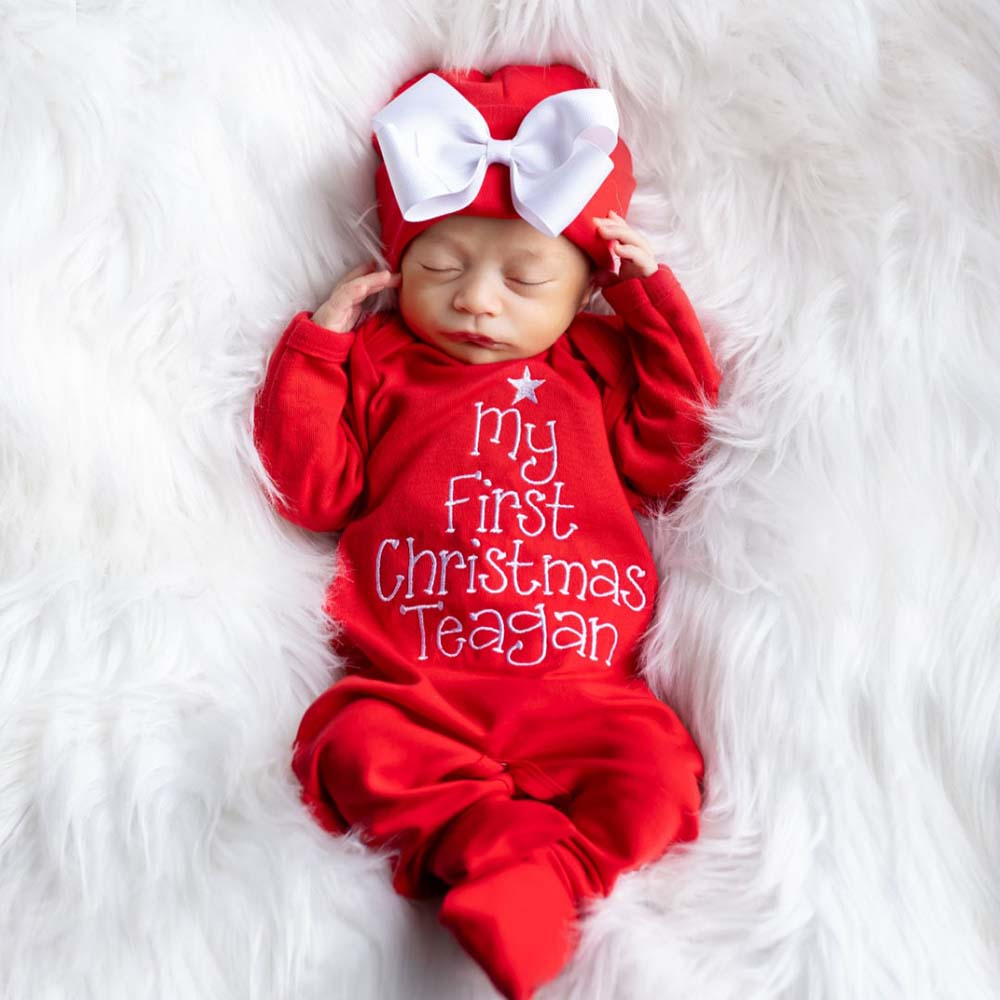 Personalized Embroidery Baby First Christmas Outfit Set | MCGift379