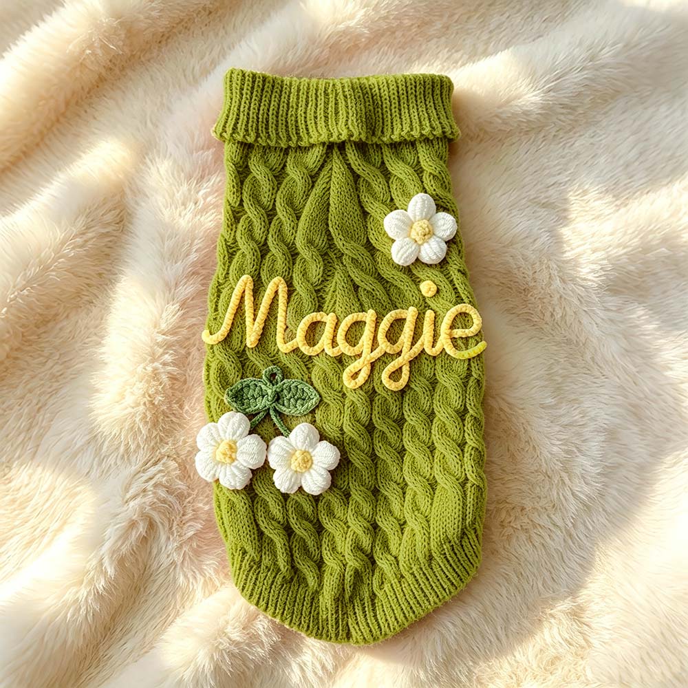 Personalized Hand Embroidered Pets Knit Turtleneck | BKPet580