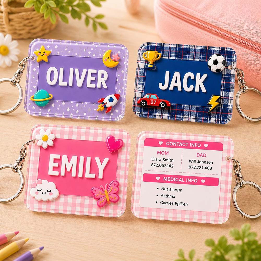 Personalized Kids Name Tag With Emergency Contact Info | CWGift104