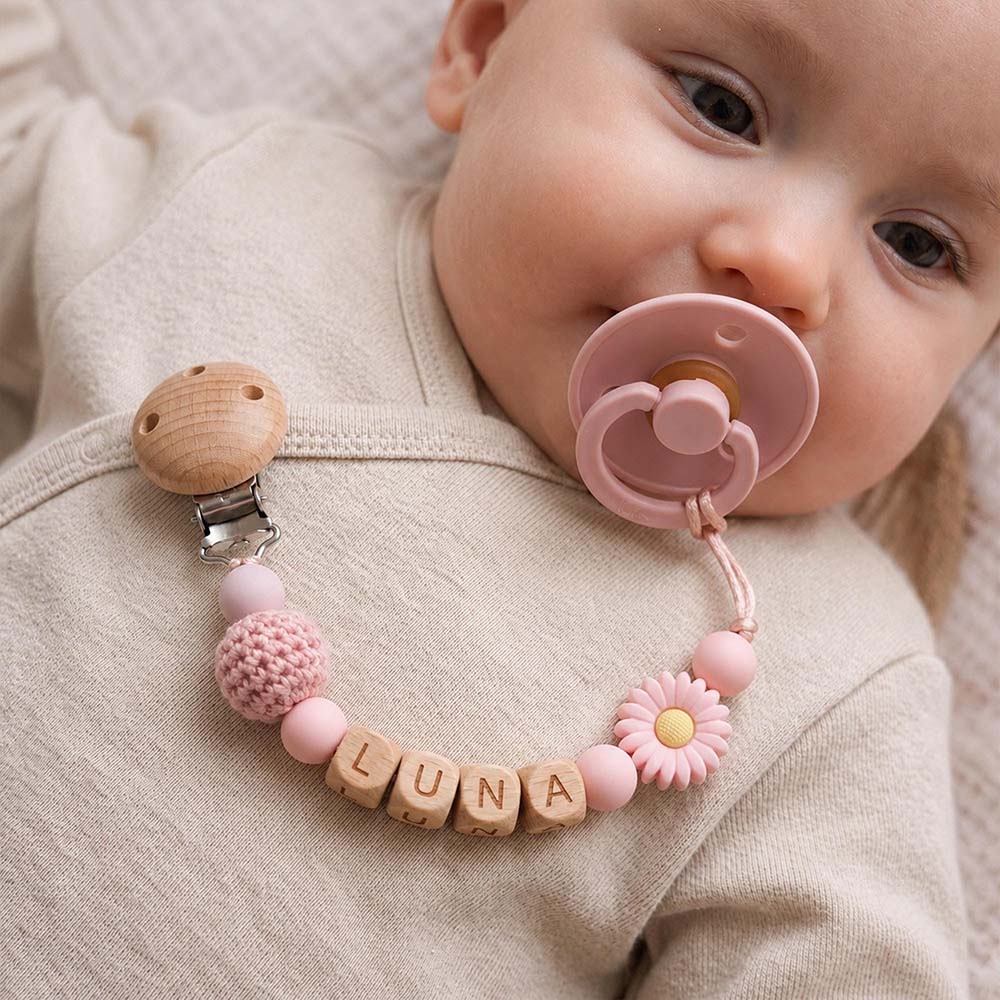 Personalized Baby Wooden Letter Bead Pacifier Clip | CWToy205