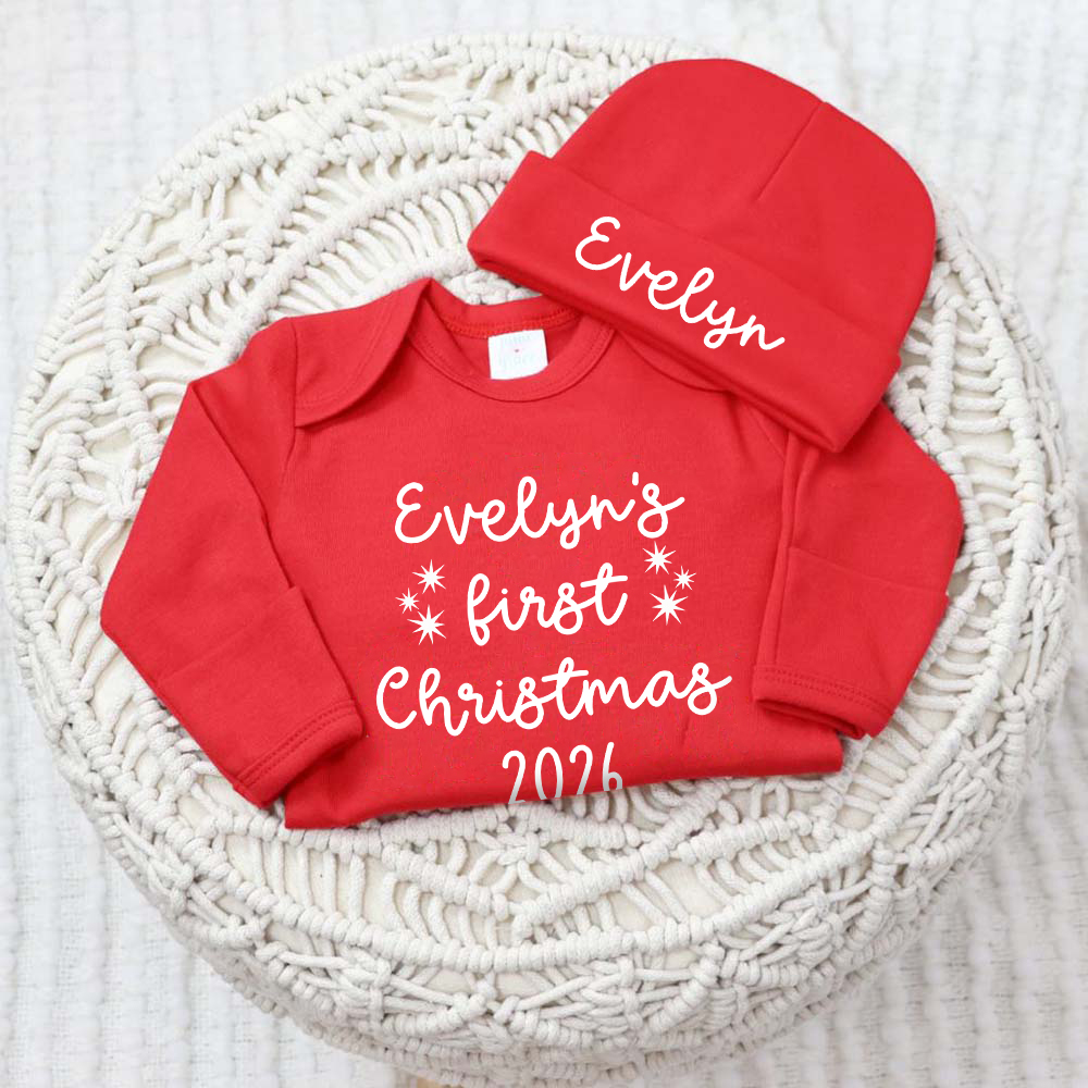 Personalized Baby First Christmas Romper & Hat Set | MCGift389