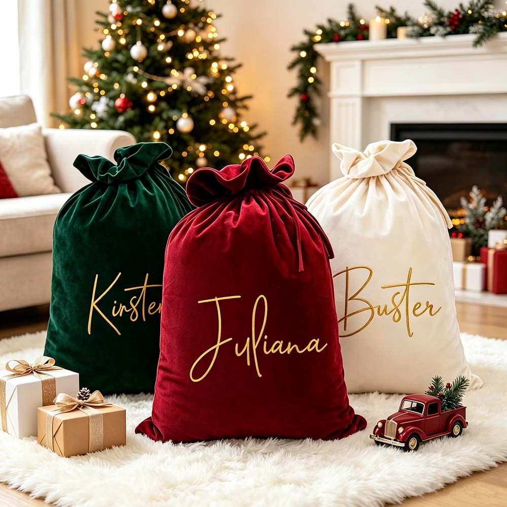 Personalized Custom Name Christmas Velvet Gift Bag | MCGift395