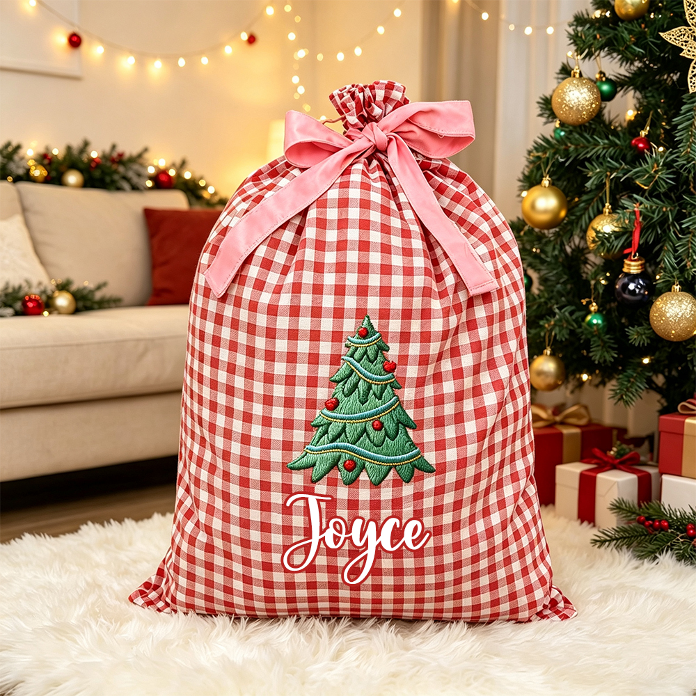 Personalized Plaid Christmas Cute Design Gift Bag | MCGift398