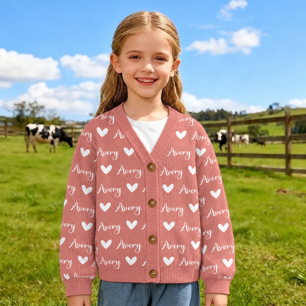 Personalized Lovely Kids Name & Icon Colorful Knit Sweater | CWSweater02
