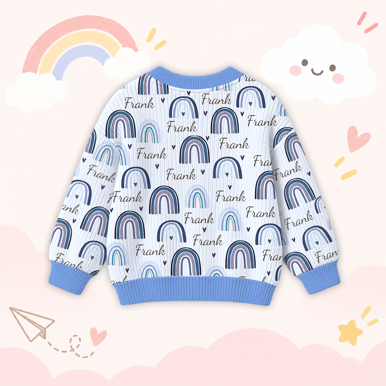Personalized Lovely Kids Rainbow Knit Sweater | CWSweater03