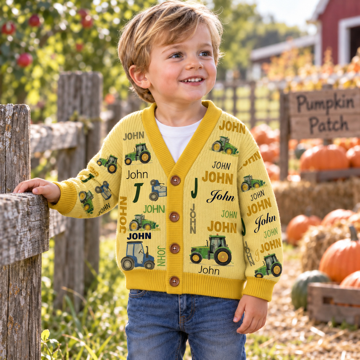 Personalized Lovely Kids Truck Knit Sweater | CWSweater05