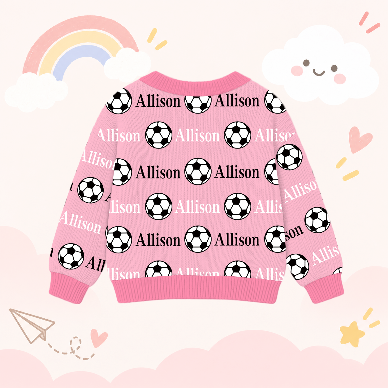 Personalized Lovely Kids Soccer Knit Sweater | CWSweater12